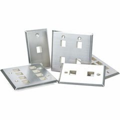 Leviton 43080-2S4 Wall Plate Dual Gang 4-Port Stainless Steel