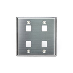 Leviton 43080-2S4 Wall Plate Dual Gang 4-Port Stainless Steel