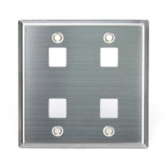 Leviton 43080-2S4 Wall Plate Dual Gang 4-Port Stainless Steel