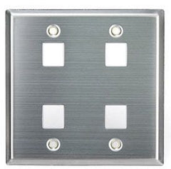 Leviton 43080-2S4 Wall Plate Dual Gang 4-Port Stainless Steel