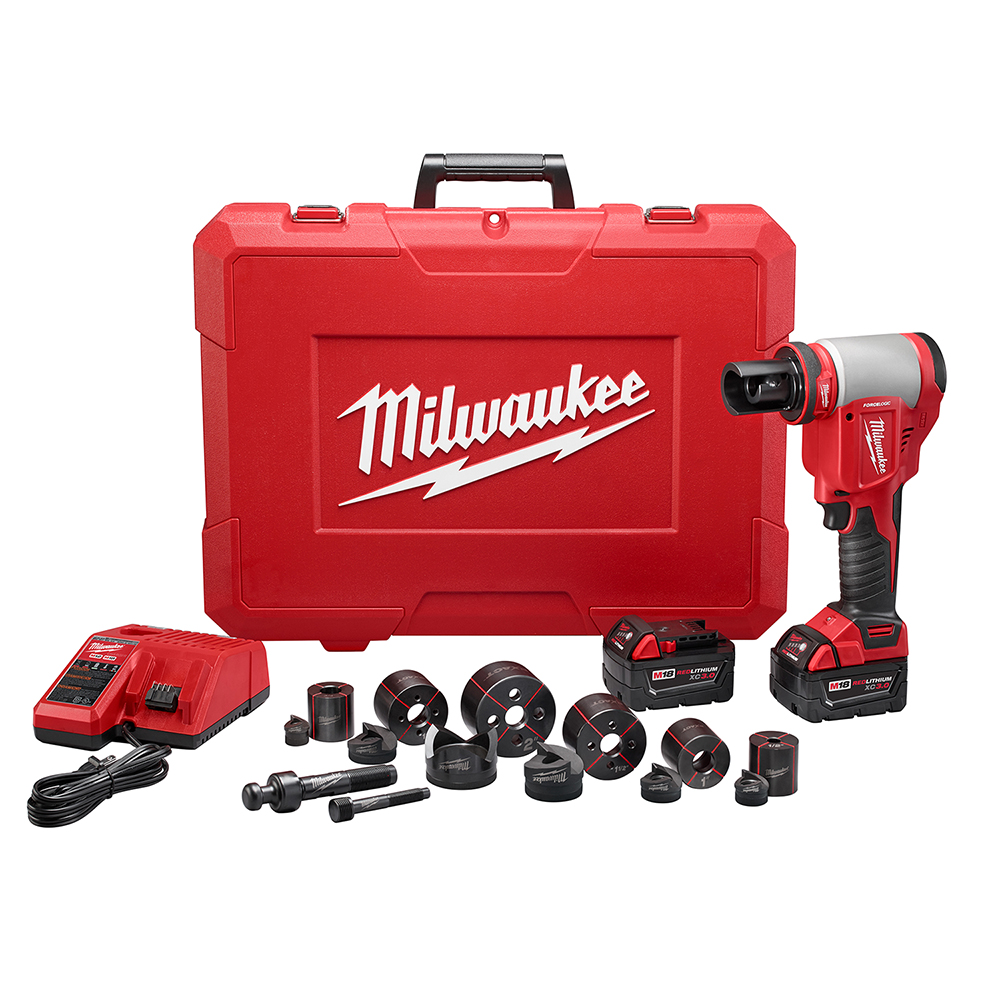 Milwaukee 2676-22 M18 Force Logic 10-Ton Knockout Tool Kit, 1/2 to 2, w/ 2 Batteries & Charger