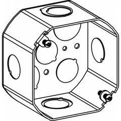 Orbit 4RDB-MKO Octagon Steel Box, 16 ga Steel, 1/2 in and 3/4 in Knock Out, 4 in W x 4 in H