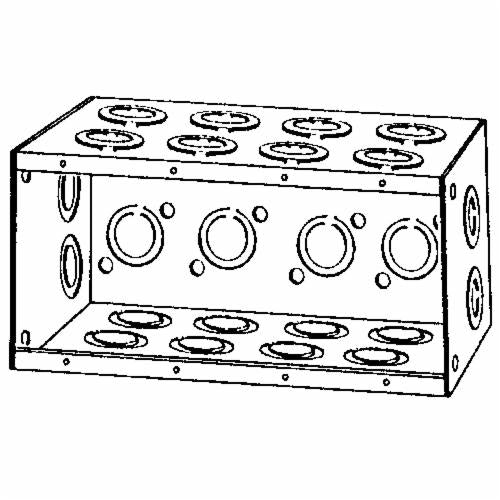 Appleton M4-350 Non-Gangable Masonry Box Steel 92 cu-in 4 Gangs 24 Outlets 24 Knockouts