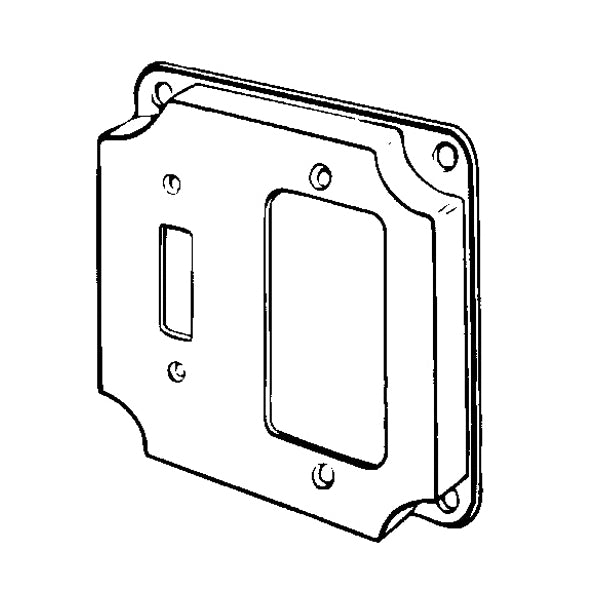 Appleton 8374 Raised Electrical Box Cover, 4 in x 4 in x 1/2 in, GFCI Device/Toggle Switch