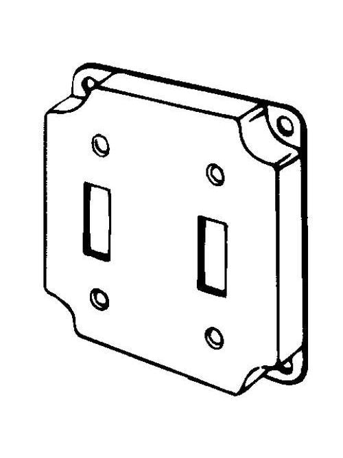 Appleton 8367 4 Square Surface Cover, 1/2 Raised, 7.0cu.in, Two Toggle Switches, Steel