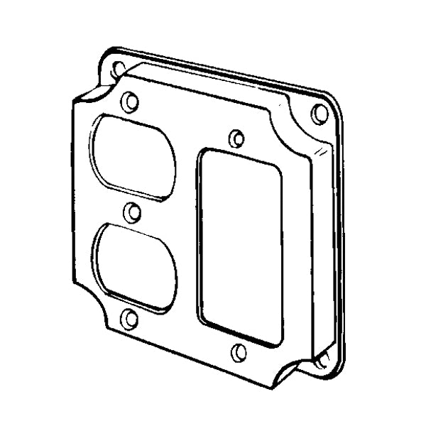 Appleton 8373N ETP Raised Square Box Cover, 4 in L x 4 in W x 1/2 in D, Duplex Receptacle/GFCI Device