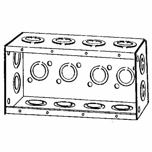 Appleton M4-250 Non-Gangable Masonry Box, Steel, 67 cu-in, 4 Gangs, 16 Outlets, 16 Knockouts