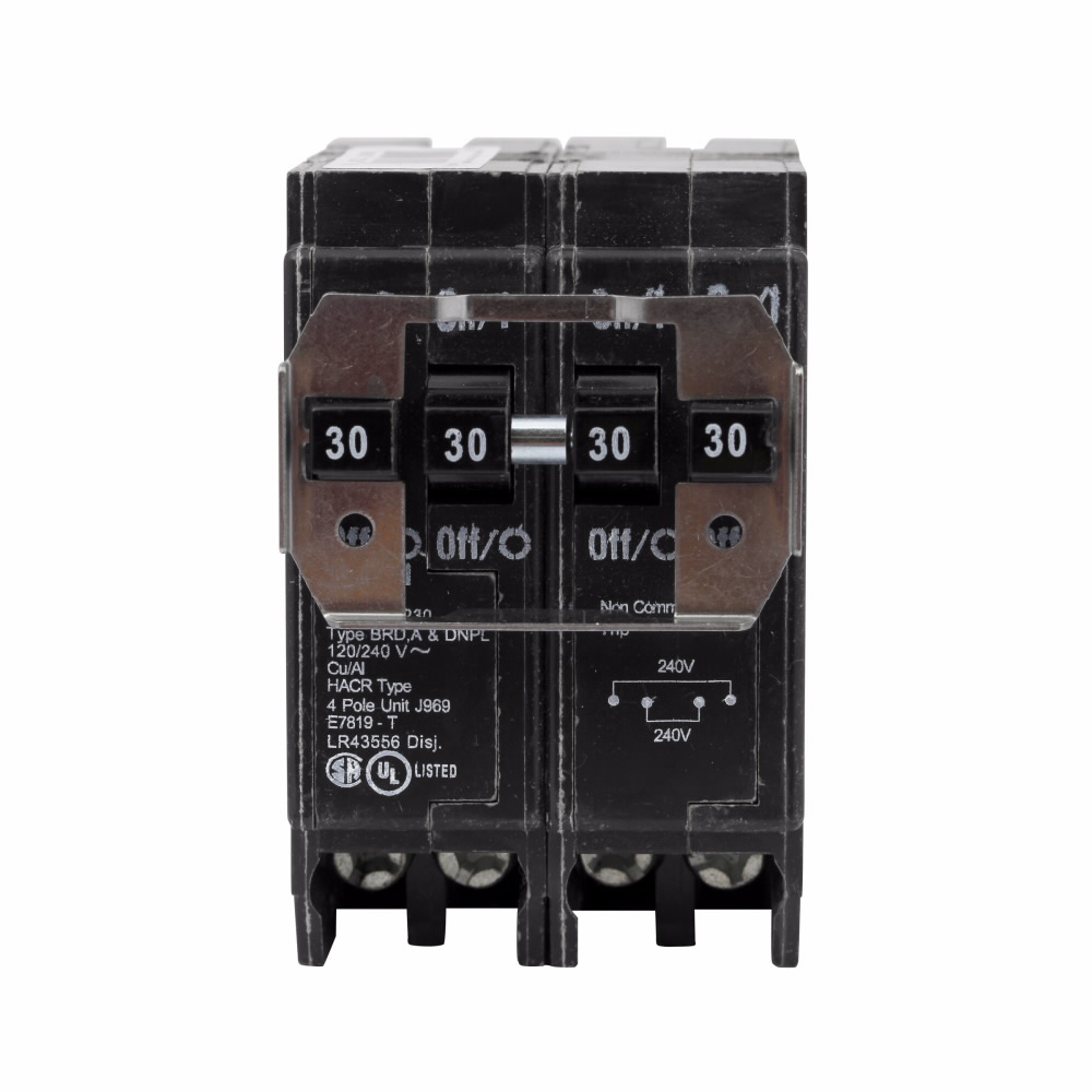 Eaton BR430 1 Inch Type BR Plug-On Circuit Breaker 30 A 10 kAIC 4 Pole 120/240V