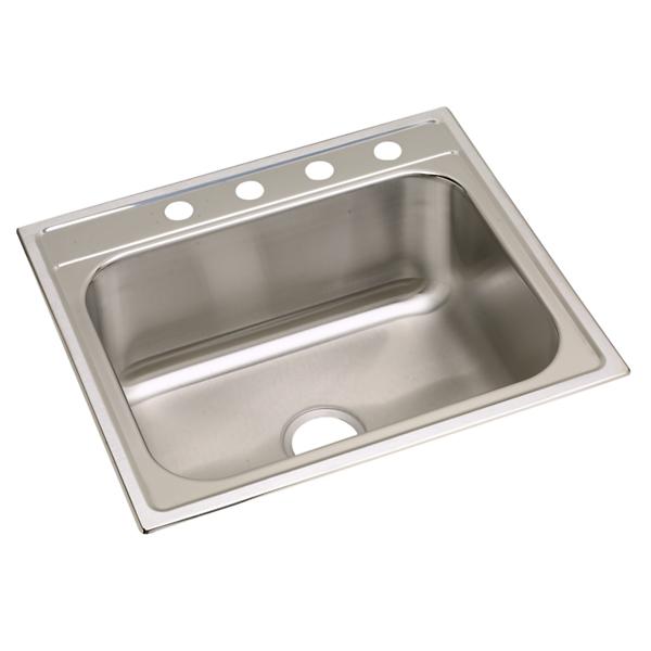 Elkay DCP12522104 Dayton Stainless Steel 25 x 22 x 10-1/4 4-Hole Single Bowl Drop-in Sink