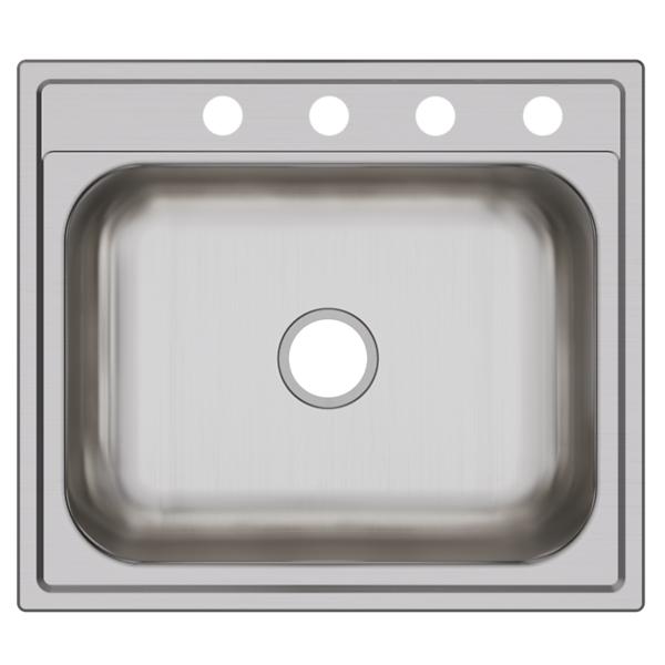 Elkay DCP12522104 Dayton Stainless Steel 25 x 22 x 10-1/4 4-Hole Single Bowl Drop-in Sink