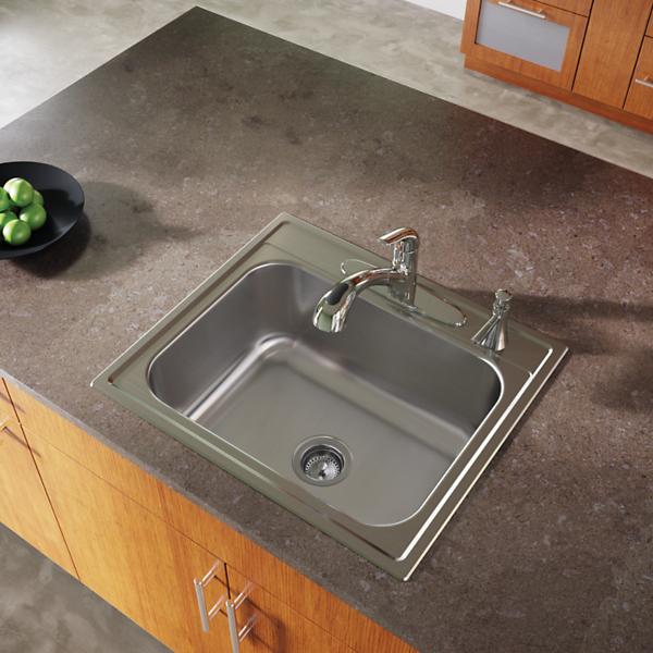 Elkay DCP12522104 Dayton Stainless Steel 25 x 22 x 10-1/4 4-Hole Single Bowl Drop-in Sink