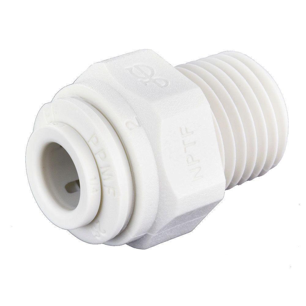 John Guest PP010822WP Speedfit 1/4 in OD Tube x MPT Polypropylene Single-Packed Union Connector