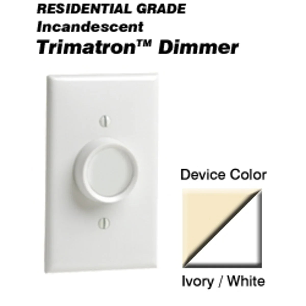 Leviton 6602-IW 600W, 120 Volt AC 60Hz Single-Pole Trimatron Deluxe Rotary ON/OFF Dimmer