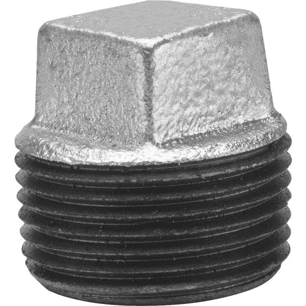 B&K 511-803 Square Head Pipe Plug, 1/2 in, NPT, 150 lb, Malleable Iron, Galvanized