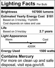 SATCO S5837 1500W BT56 HID Light Bulb with Mogul Base