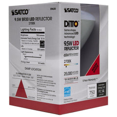 SATCO S9620 9.5W BR30 Dimmable LED Light Bulb with Medium Base