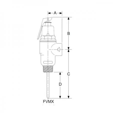 CASH ACME 16935-0150 FVMX High Capacity Combination Temperature/Pressure Relief Valve, 3/4 in, MNPT, 150 psi