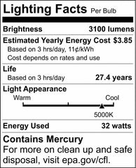 SATCO S8429 32W 48 in. T8 Fluorescent Light Bulb 5000 Kelvin with Medium Bi-Pin Base