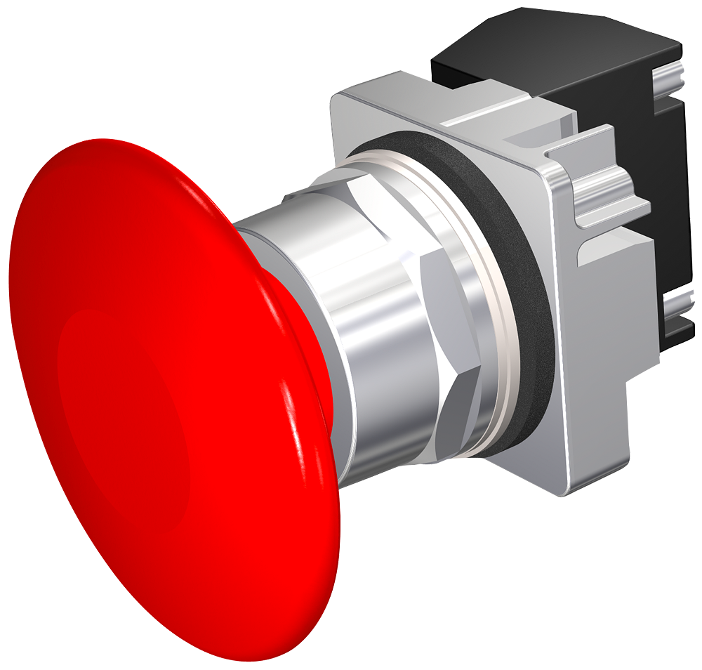 Siemens 52PM9V2A Command 52 Corrosion-Resistant Heavy Duty Oiltight/Watertight Non-Illuminated Pushbutton, 30 mm, 1NO-1NC Contact, Red