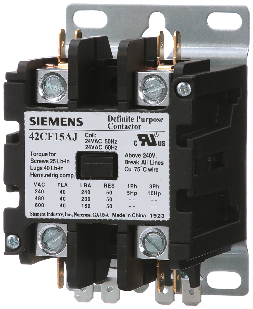 Siemens 42CF15AG Contactor, 42DP, 40A, 2P, Open, 240V