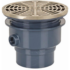 Sioux Chief 842-36PNR Adjustable On-Grade Floor Drain With Threaded Brass Insert, 3 in, Hub, PVC Drain