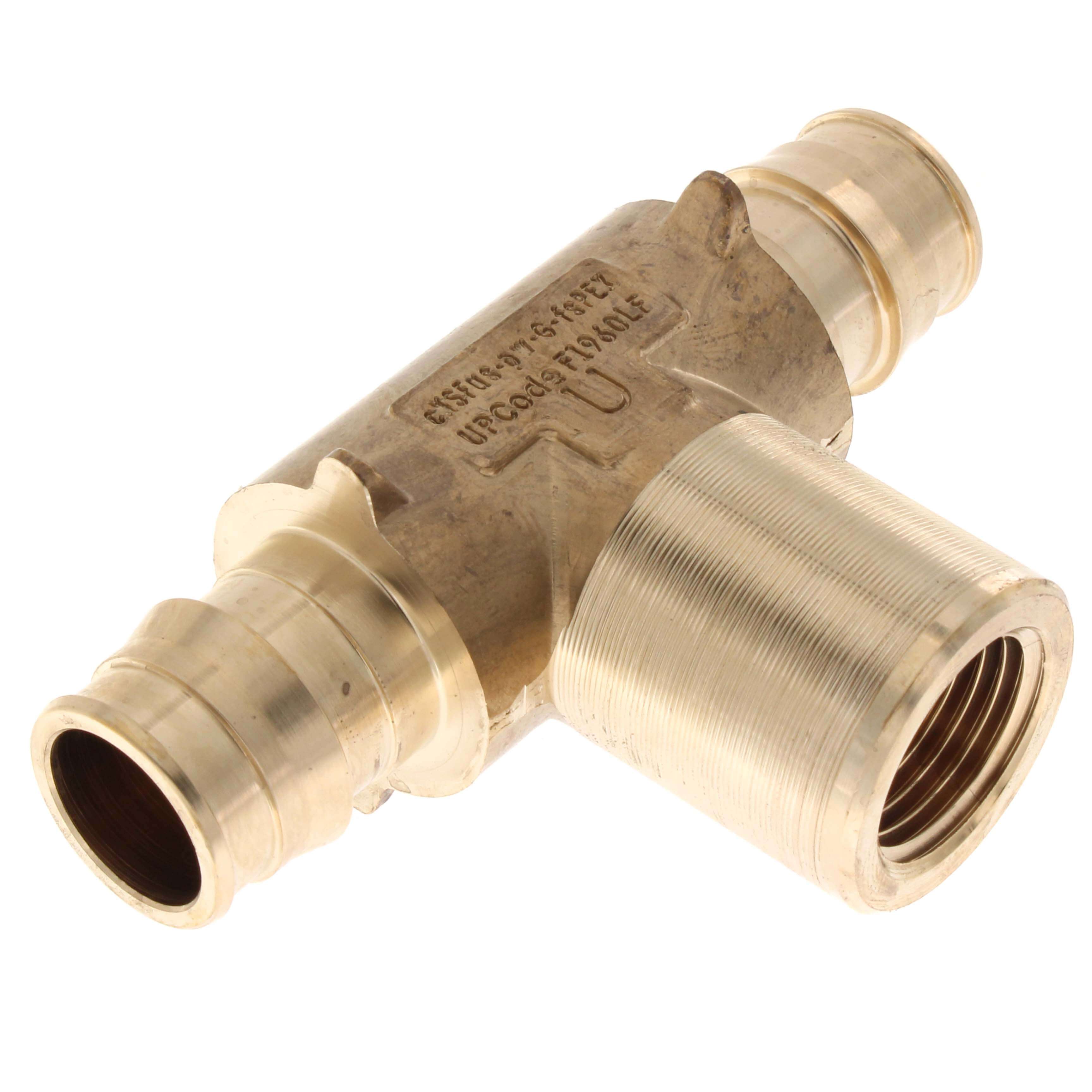 Uponor LF7707575 Adapter Tee, 3/4 x 3/4 x 1/2 in, ProPEX x ProPEX x FNPT, Brass