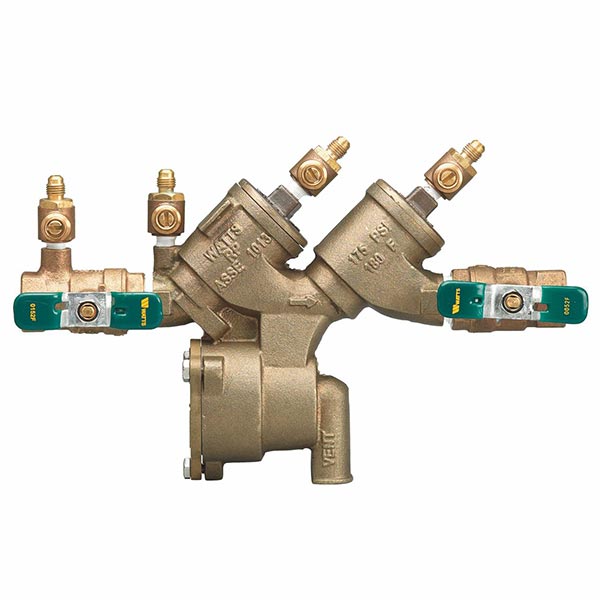 Watts 0065376 LF919, LF919-QT Double Check Valve Assembly, 2 in Nominal, NPT End Style, Quarter-Turn Resilient Seated Ball Valve