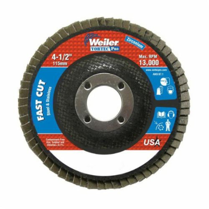 Weiler 31402 Vortec Pro Coated Abrasive Flap Disc - 4-1/2 in Diameter - 40 Grit