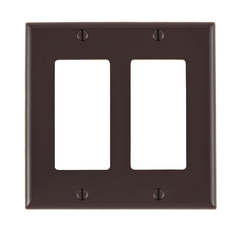 Leviton 80409-N 2-Gang Standard Size Thermoplastic Nylon Brown GFCI Device Mount Decora Wallplate