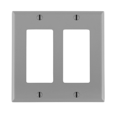 Leviton 80409-NGY 2-Gang Decora GFCI Device Standard Size Nylon Gray Wallplate