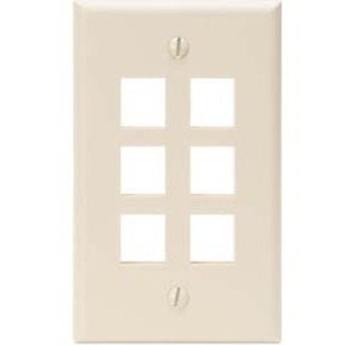 Leviton 41080-6TP Single-Gang QuickPort Wall Plate 6-Port Light Almond