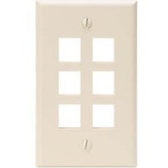 Leviton 41080-6TP Single-Gang QuickPort Wall Plate 6-Port Light Almond