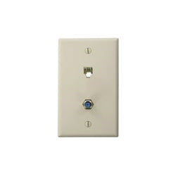 Leviton 40259-T Wall Plate, Telephone, 6-Position 4-Conductor and F Connector, Light Almond