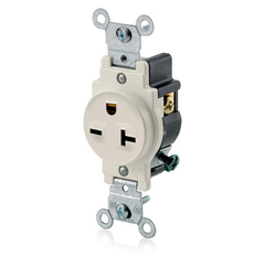 Leviton 5821-T Straight Blade Single Receptacle 20A 250V Light Almond