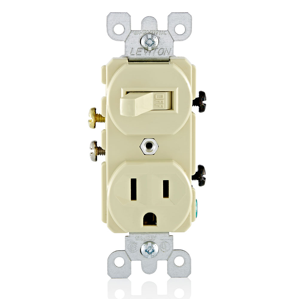 Leviton 5225-T Combination Switch And Receptacle 15A 120V