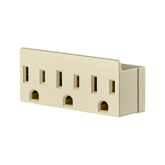 Leviton 697-I 125 Volt 15 Amp 2-Pole 3-Wire NEMA 5-15R Ivory Urea Plastic Grounding U-Ground Single to Triple Tap Adapter