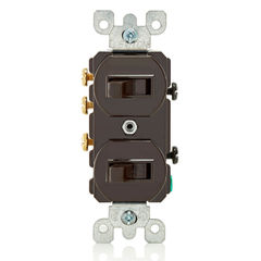 Leviton 5241 120/277 VAC 15 Amp Brown Thermoplastic Grounding Duplex Combination Switch