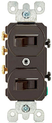 Leviton 5241 120/277 VAC 15 Amp Brown Thermoplastic Grounding Duplex Combination Switch