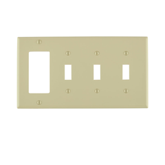 Leviton 80732-I 4 Gang 3 Toggle And 1 D Combination Wallplate Standard