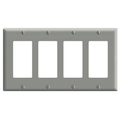 Leviton 80412-GY 8.19 x 0.22 x 4.5 Inch 4-Gang Standard Receptacle Wallplate