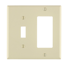 Leviton 80707-T 2-Gang Combination Wallplate Light Almond