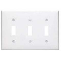 Leviton 80711-T 3-Gang Electrical Wall Plate, Nylon, Toggle Switch, Light Almond