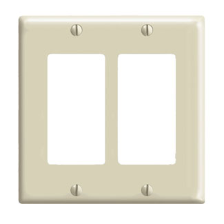 Leviton 80409-NI 4.56 x 0.22 x 4.5 Inch 2-Gang Standard Receptacle Wallplate