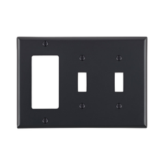 Leviton 80745-E EB WP 3G 2TGL 1DECO NYL Standard Size Combination Wallplate