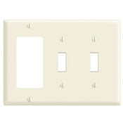 Leviton 80745-E EB WP 3G 2TGL 1DECO NYL Standard Size Combination Wallplate