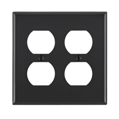 Leviton 80716-E 2-Gang Smooth Black Nylon Device Mount Standard Duplex Receptacle Wallplate