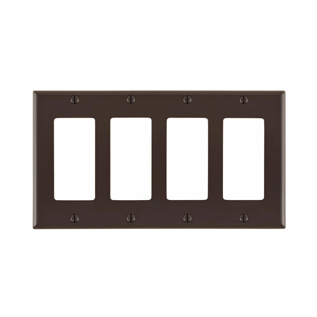 Leviton 80412-N 4-Gang Decora/GFCI Device Decora Wallplate - Brown