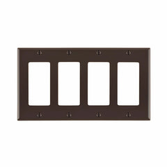 Leviton 80412-N 4-Gang Decora/GFCI Device Decora Wallplate - Brown