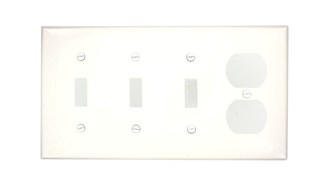 Leviton 80743-W 4-Gang 3-Toggle 1-Duplex Device Mount Thermoplastic Nylon White