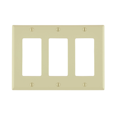 Leviton 80411-NI 3-Gang Smooth Ivory Thermoplastic Nylon Device Mount Standard Receptacle Wallplate